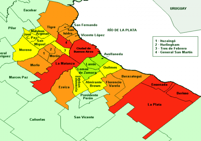 Los barrios y Municipios del Gran Buenos Aires (GBA) 1