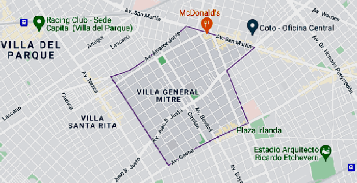 Listado de colegios en el Barrio Villa General Mitre 1